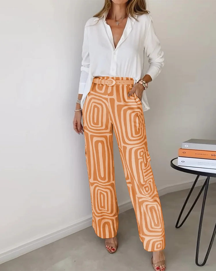 Hanvel | Gedessineerde dames set met geometrische print en relaxed silhouet