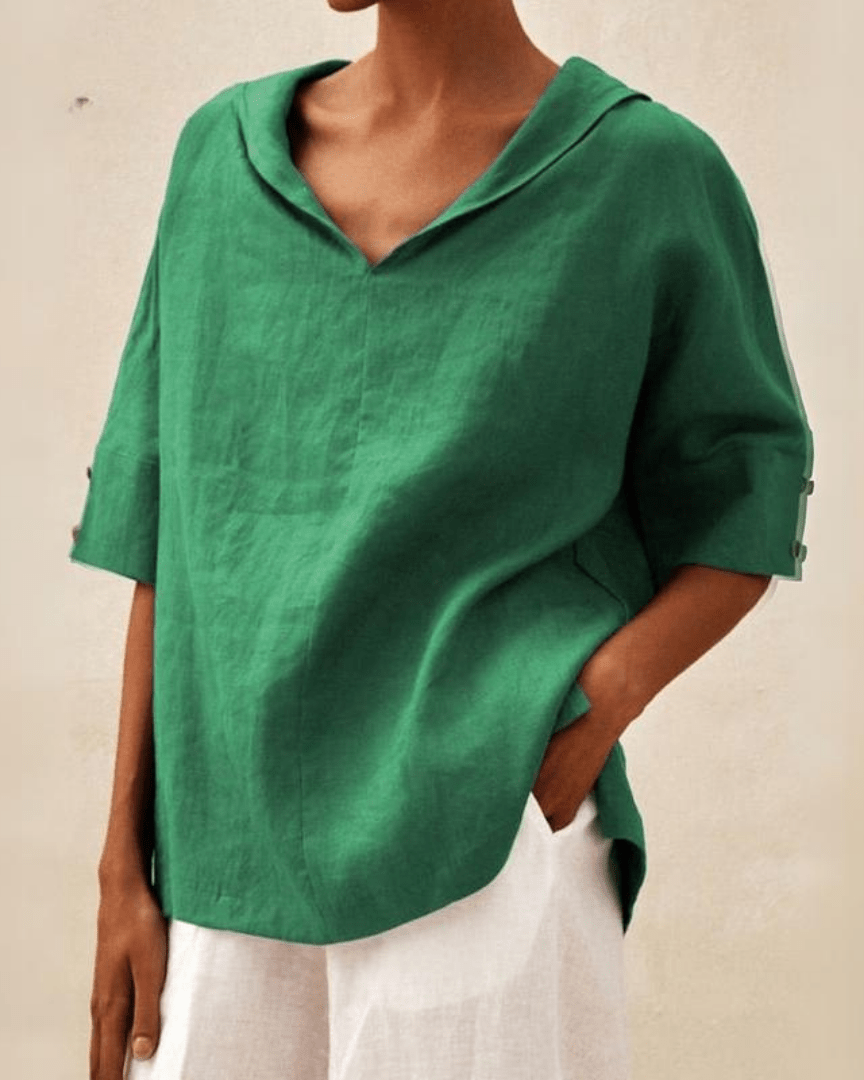 Sophie | Linnen Blouse Dames | Linnen Blouse | Witte Linnen Blouse-4