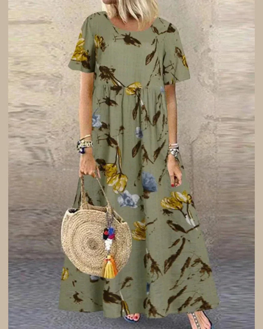 Leselle | Bohemian maxi jurk met bloemenprint en luchtige pasvorm voor dames