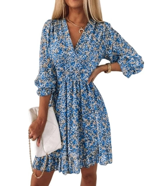Dahlia | Elegante bohemian zomerjurk voor dames met V-hals en A-lijn pasvorm