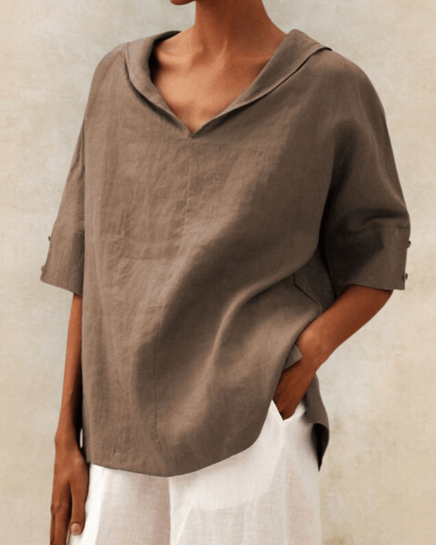 Sophie | Linnen Blouse Dames | Linnen Blouse | Witte Linnen Blouse-3