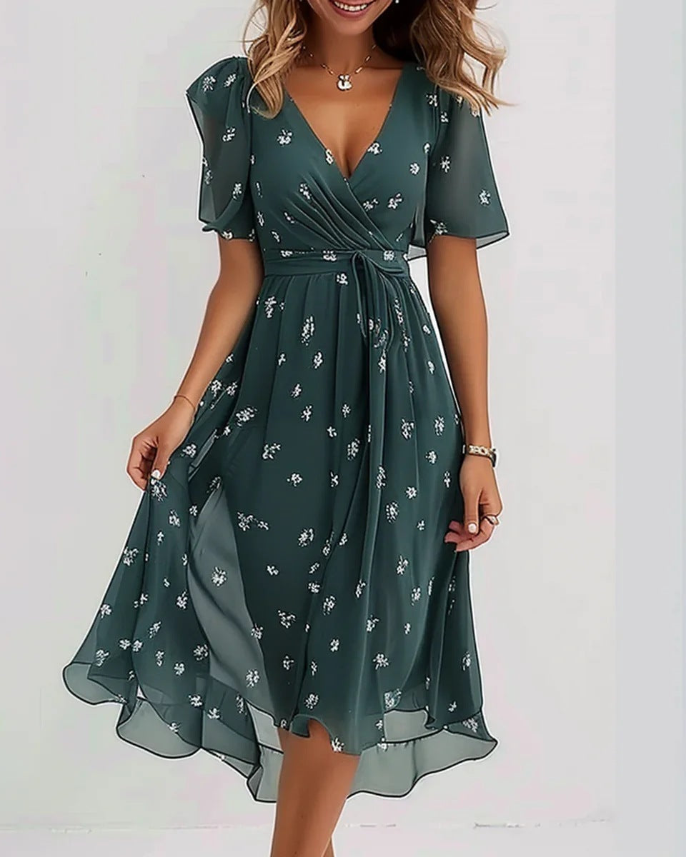 Chelia – Elegante Korte Mouwen Jurk – Flatterende Pasvorm – Zomerjurk Dames