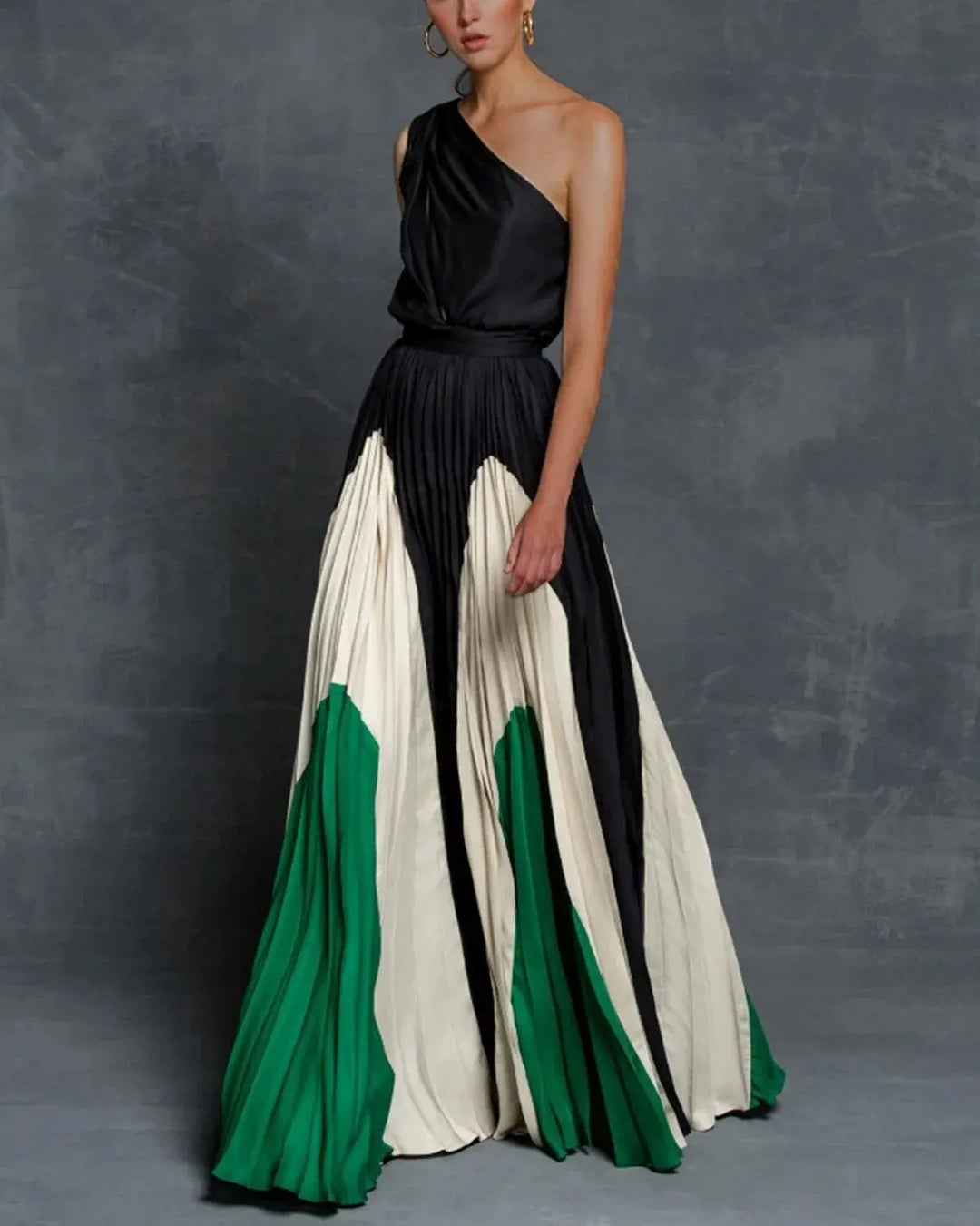 Casual Maxi Jurk Dames met Cinched Taille en Eén Schouderband - Lange Zomerjurk voor Elegante Look 1