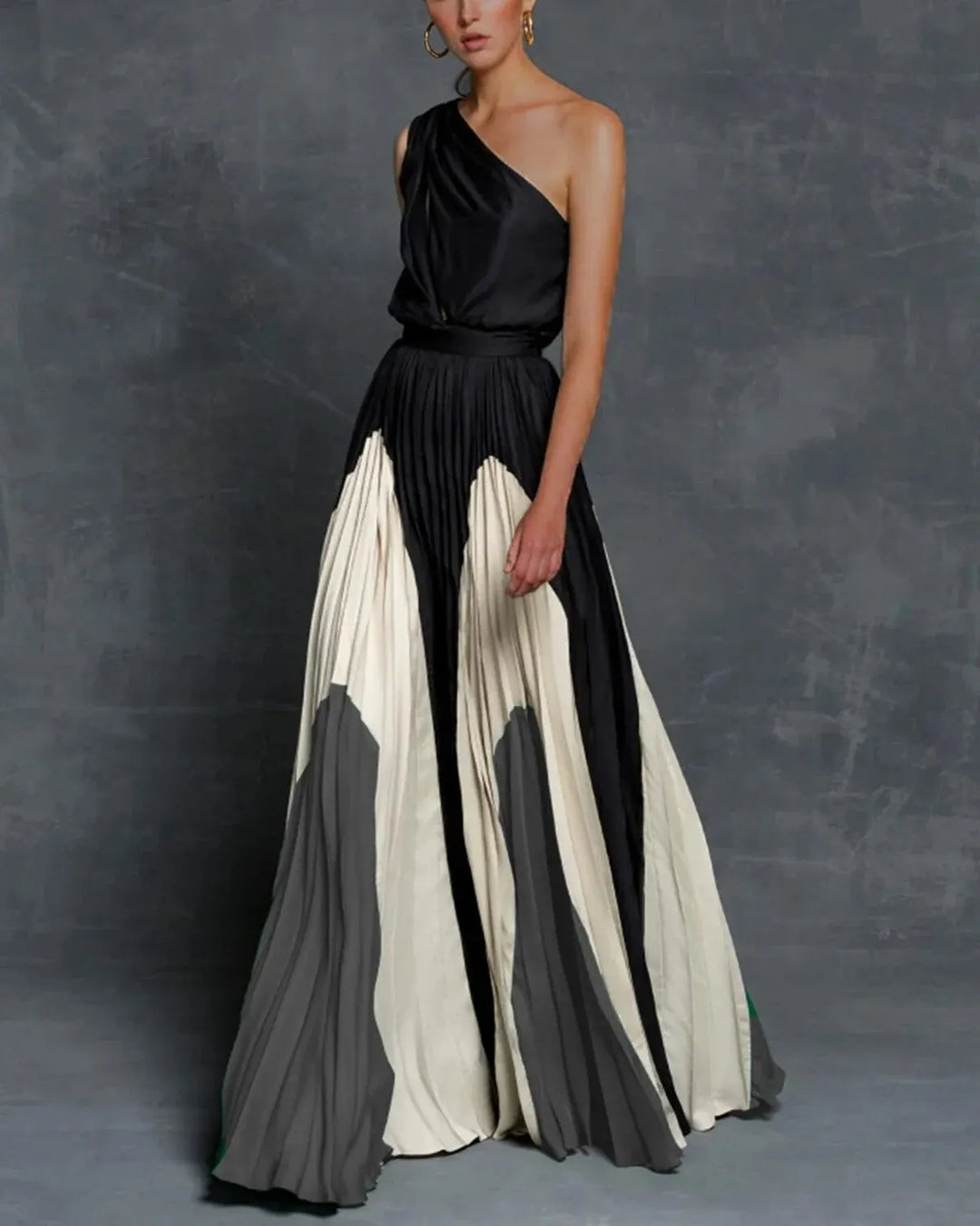 Casual Maxi Jurk Dames met Cinched Taille en Eén Schouderband - Lange Zomerjurk voor Elegante Look 2