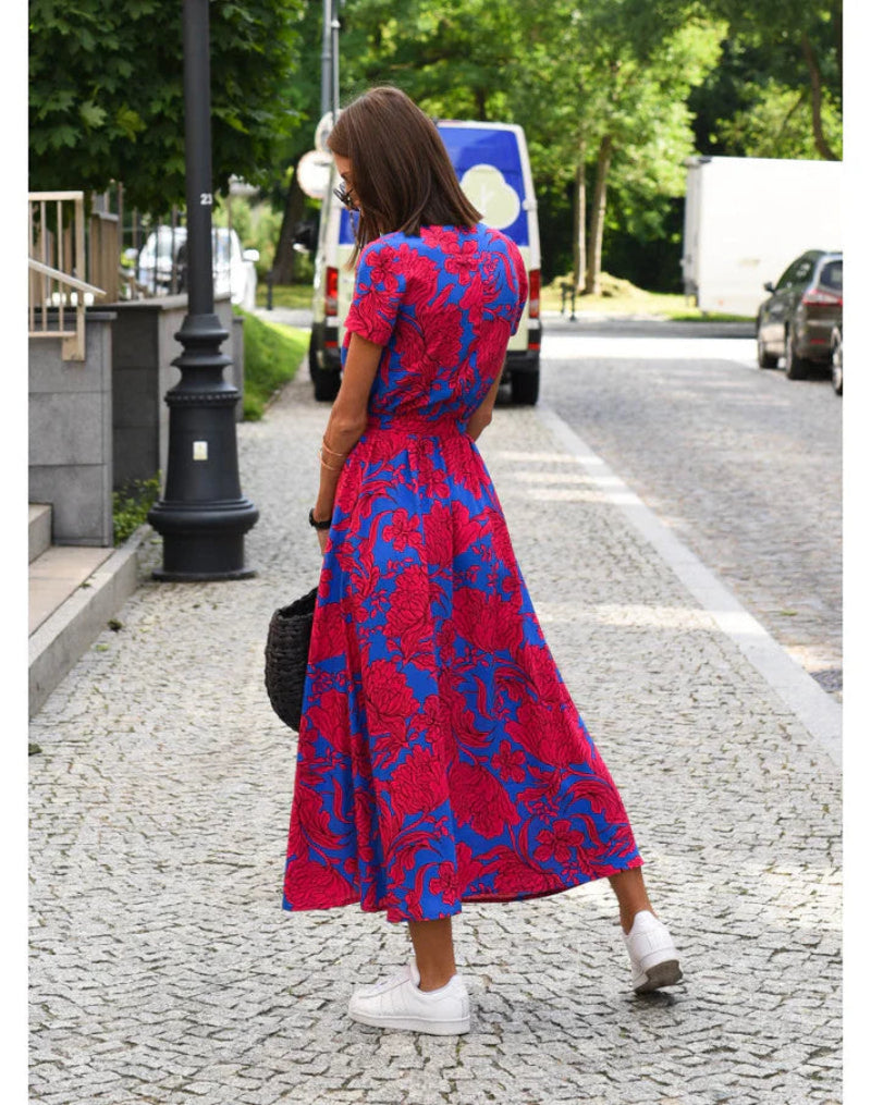 Chic Zomerjurk Dames met Bloemenpatroon en Knielengte – Ademend en Casual Zomerjurk voor Elke Gelegenheid 3
