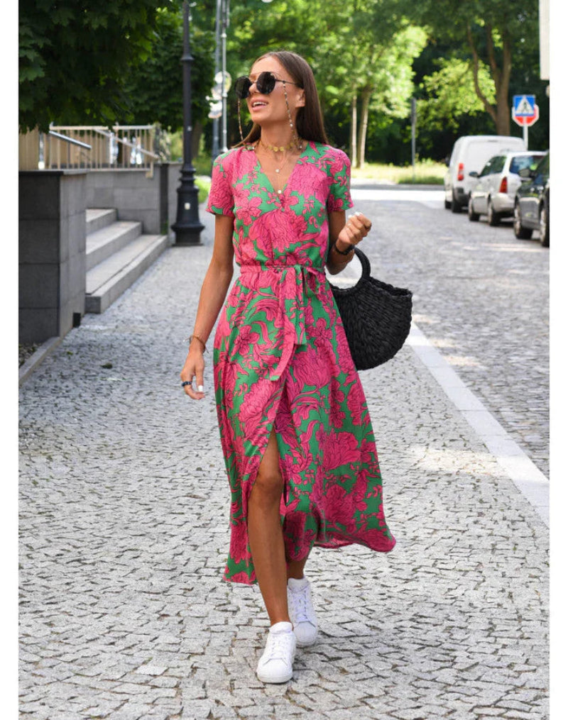 Chic Zomerjurk Dames met Bloemenpatroon en Knielengte – Ademend en Casual Zomerjurk voor Elke Gelegenheid 4