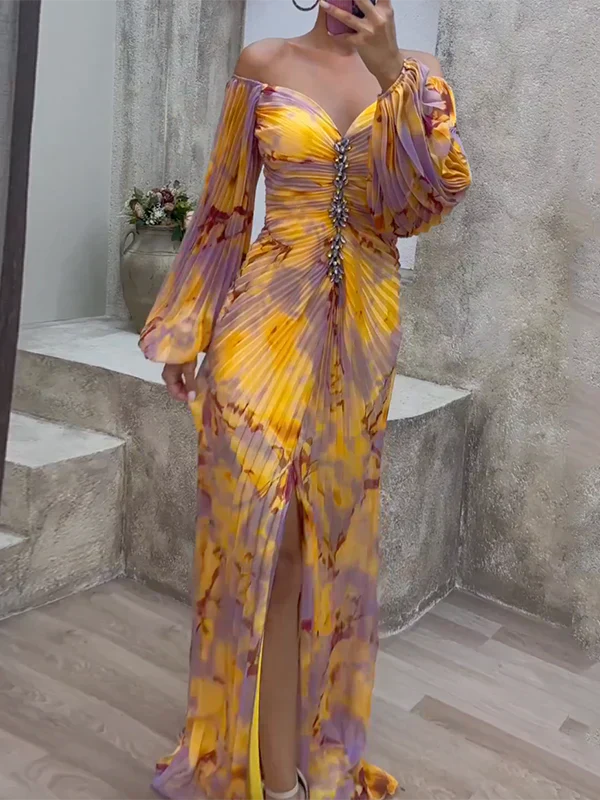 Elegante Dames Jurk met V-hals en Luxe Details – Perfect voor Bruiloften en Zomer Evenementen, Diverse Maten S-XL 1