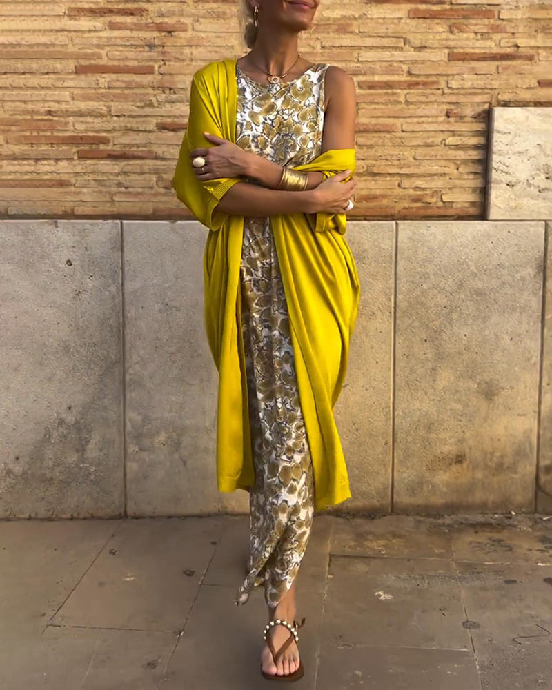 Elegante Dames Kaftan Set met Gouden Broek en Draperende Cape in Levendige Kleuren – Perfect voor Feestelijke Gelegenheden 2