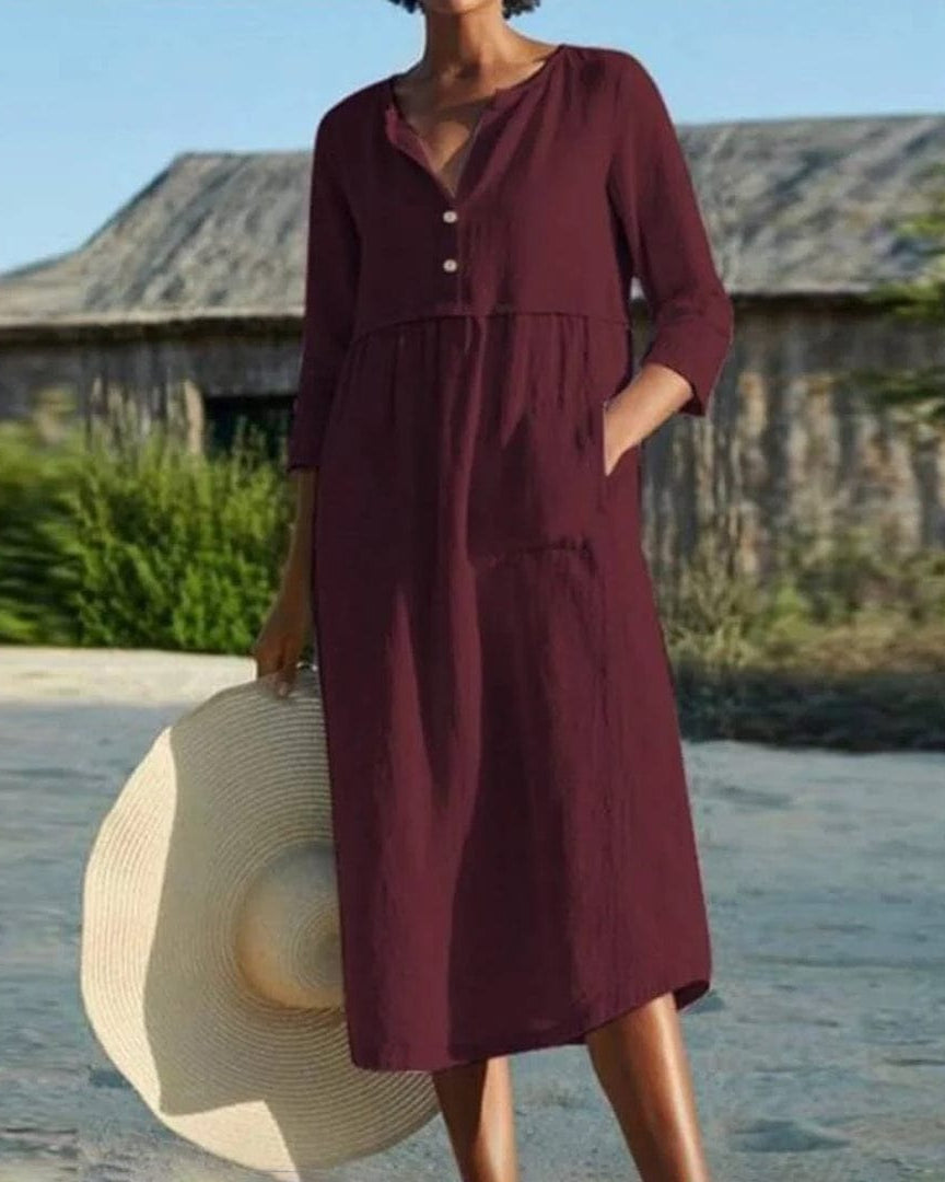 Elegante Midi Zomerjurk Dames van Ademend Materiaal in Diverse Kleuren en Maten - Perfect voor Lente en Zomer 2