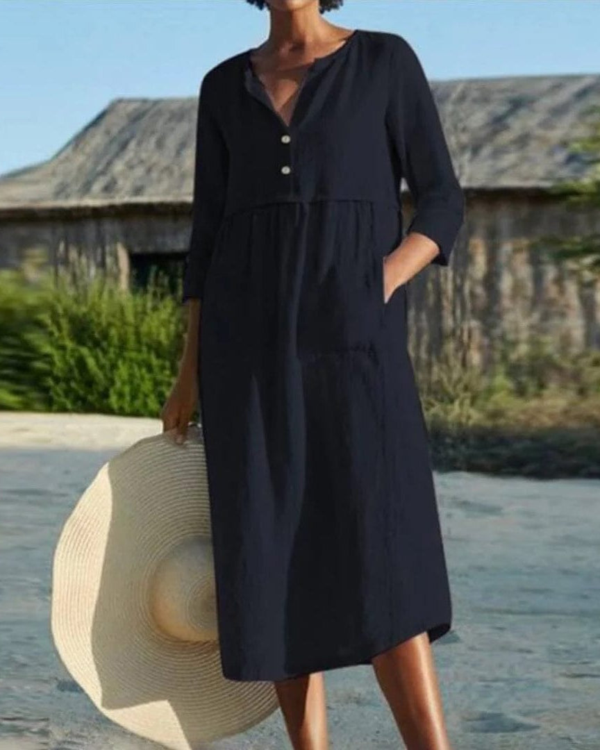 Elegante Midi Zomerjurk Dames van Ademend Materiaal in Diverse Kleuren en Maten - Perfect voor Lente en Zomer 3