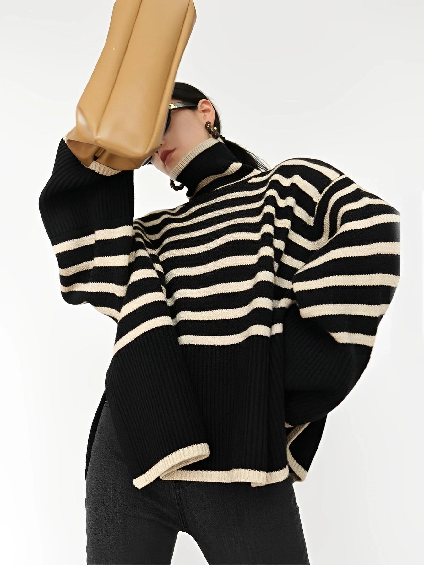 Emma | Cozy Oversized Striped Sweater for Dames in Soft Cotton 0