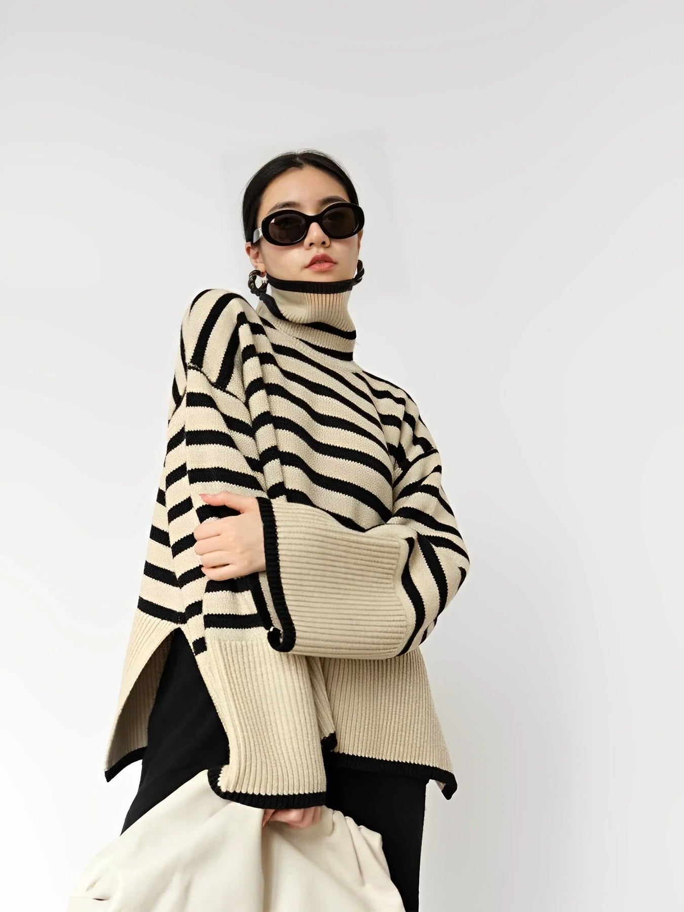 Emma | Cozy Oversized Striped Sweater for Dames in Soft Cotton 1
