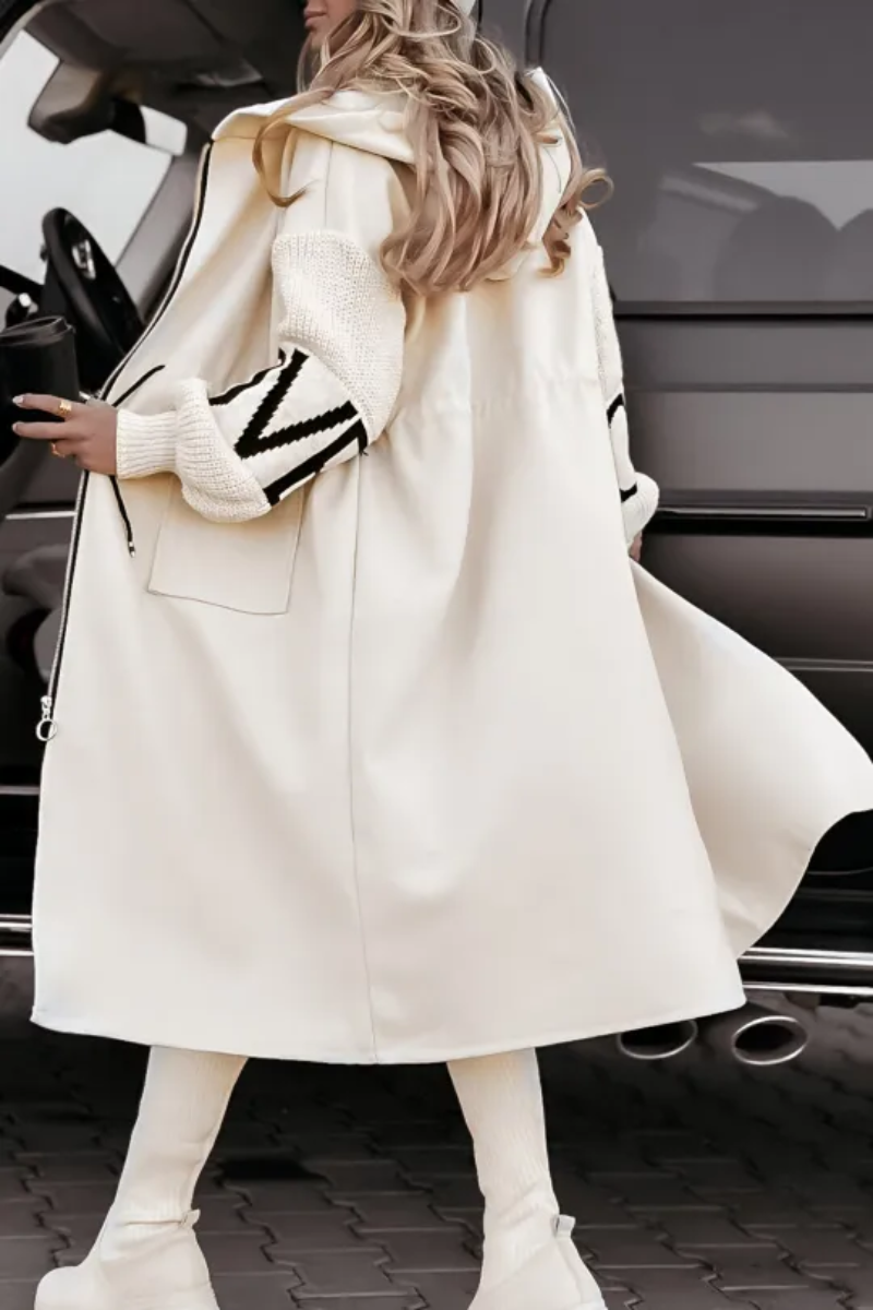 Emma | Lange Dames Jas Winter met Kap en Gebreide Mouwen voor Comfortabele Stijl 1