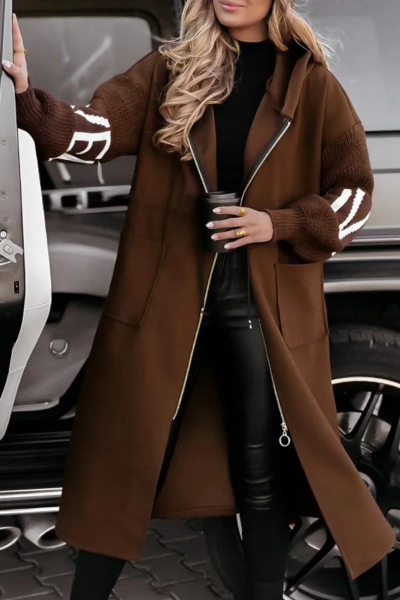 Emma | Lange Dames Jas Winter met Kap en Gebreide Mouwen voor Comfortabele Stijl 5
