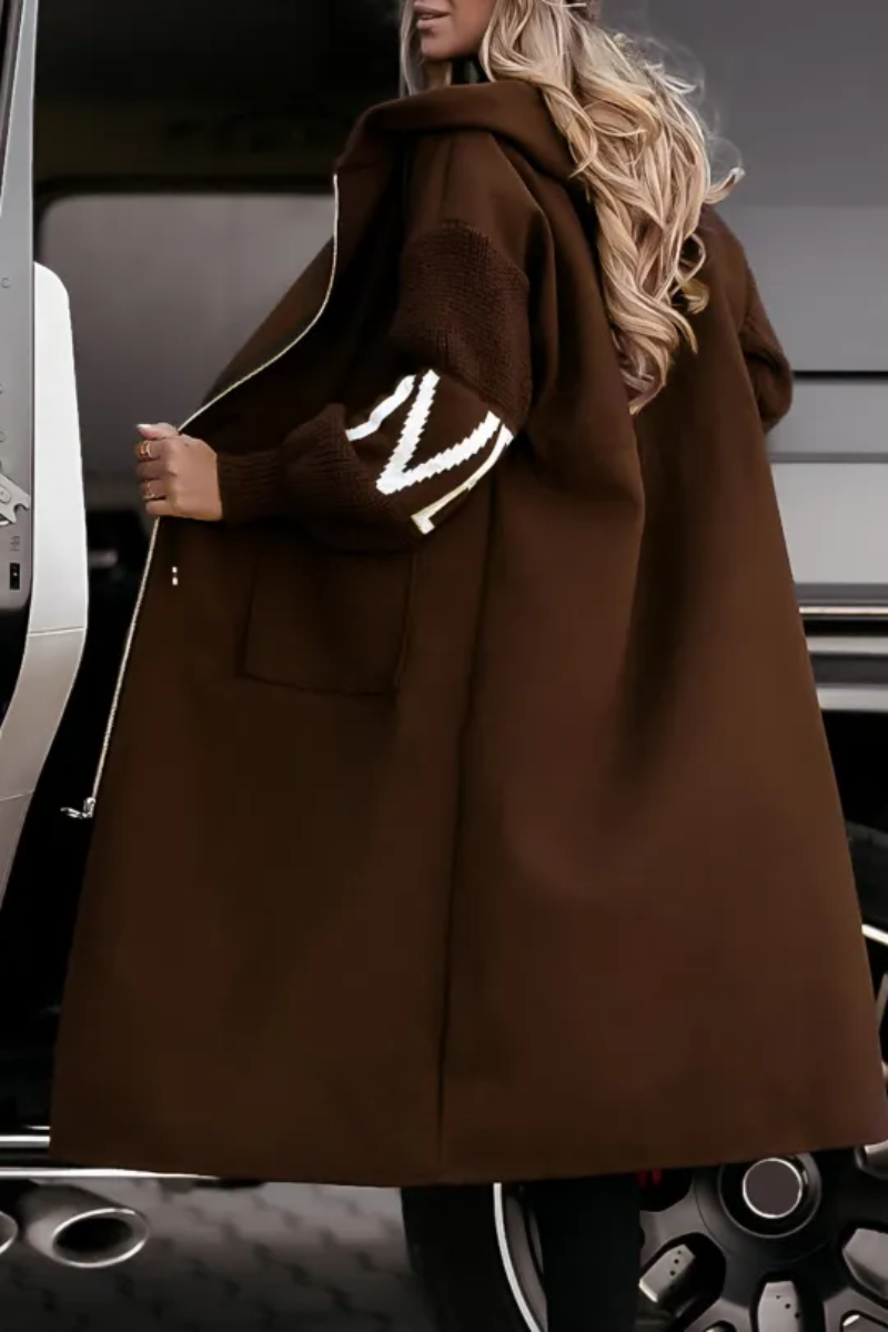 Emma | Lange Dames Jas Winter met Kap en Gebreide Mouwen voor Comfortabele Stijl 7