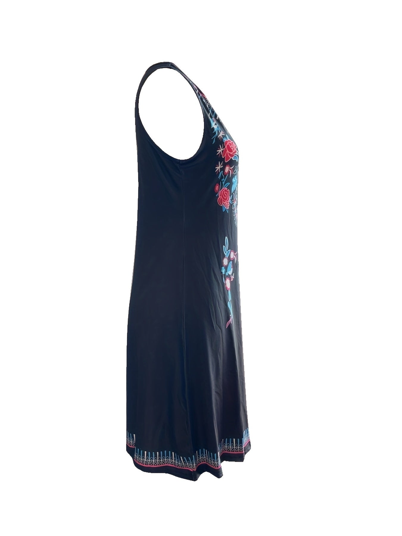 Etnische Bloemenprint Lange Jurk Dames met V-hals – Stijlvolle Zomer Kleding voor Casual Gelegenheden 2