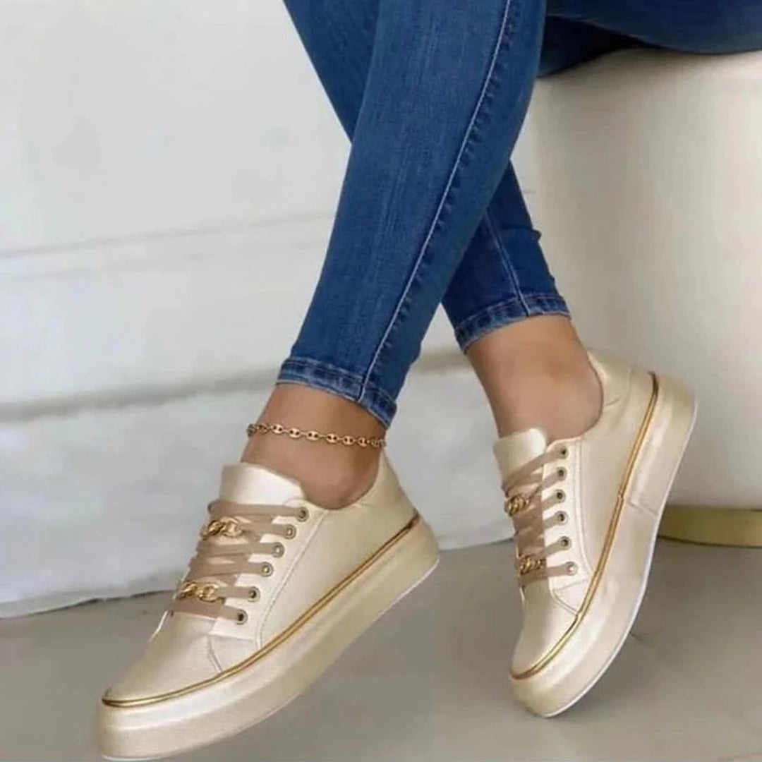 Lotte | Stijlvolle Dames Sneakers met Goudkleurige Accenten voor Comfort en Elegantie 3