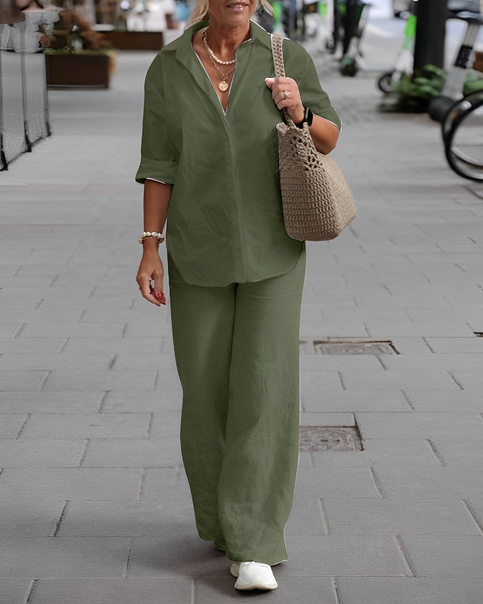 Katoenen Dames Set – Stijlvolle en Comfortabele Outfit voor Elke Gelegenheid 3