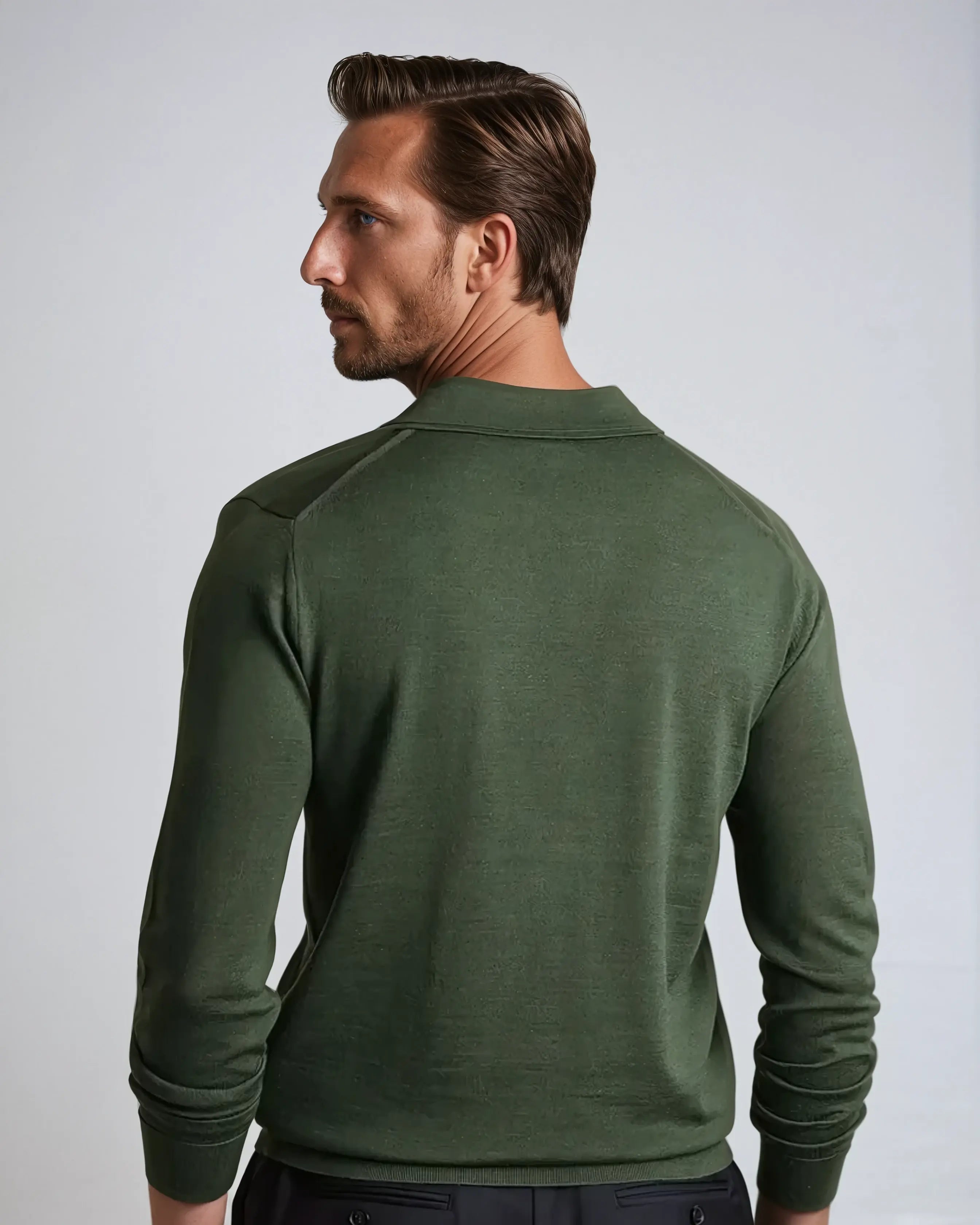 Knooploze Lange Mouwen Polo Heren in Groen - Comfortabel en Stijlvol Poloshirt voor Casual en Formele Gelegenheden 2