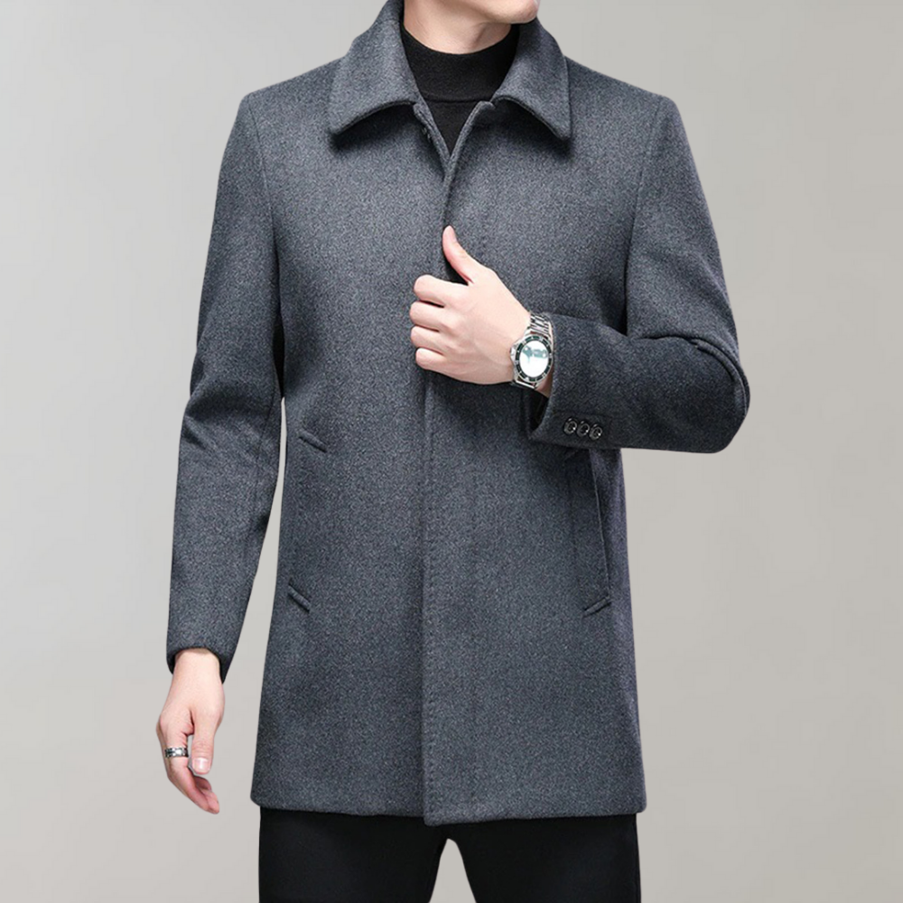 Lange Heren Jas Winter in Elegante Pasvorm – Tijdloos Design in Navyblauw, Antracietgrijs en Lichtgrijs 2
