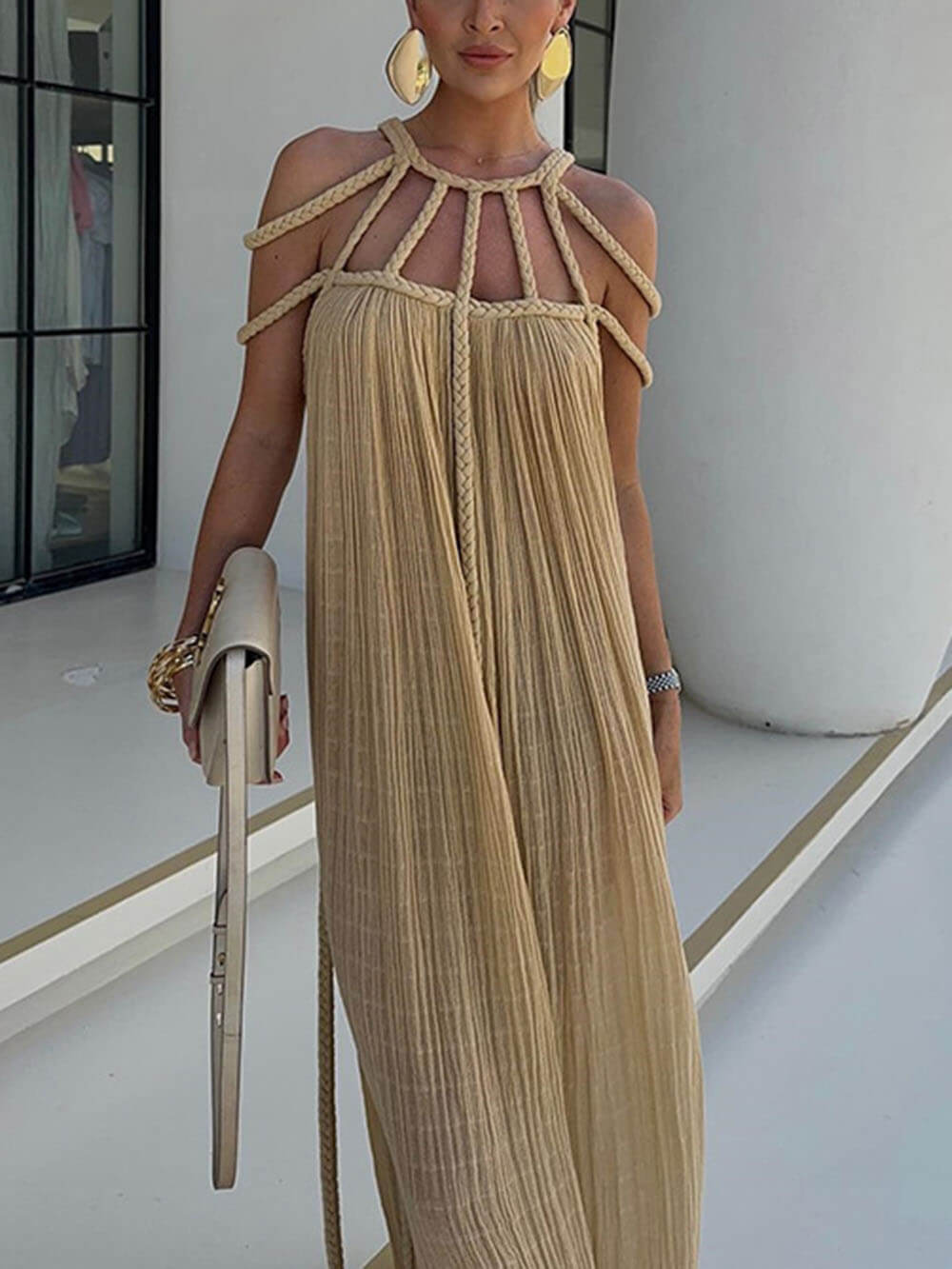 Lange Maxi Jurk Dames met Drapé – Lichtgewicht Elegante Zomerjurk voor Comfortabele Stijl 2