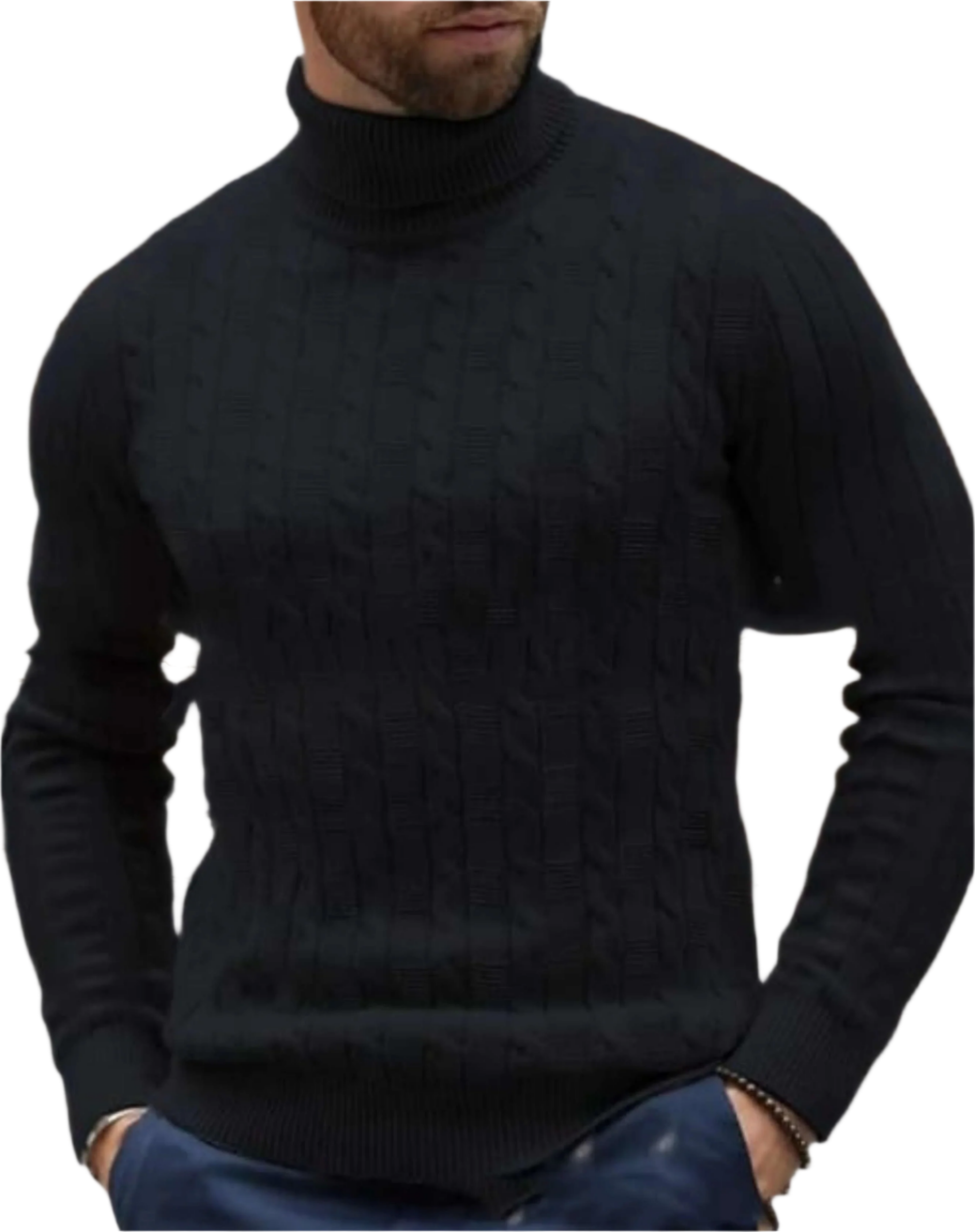 Lars | Stijlvolle Turtleneck Gebreide Trui voor Mannen met Luxe Kabelpatroon 0