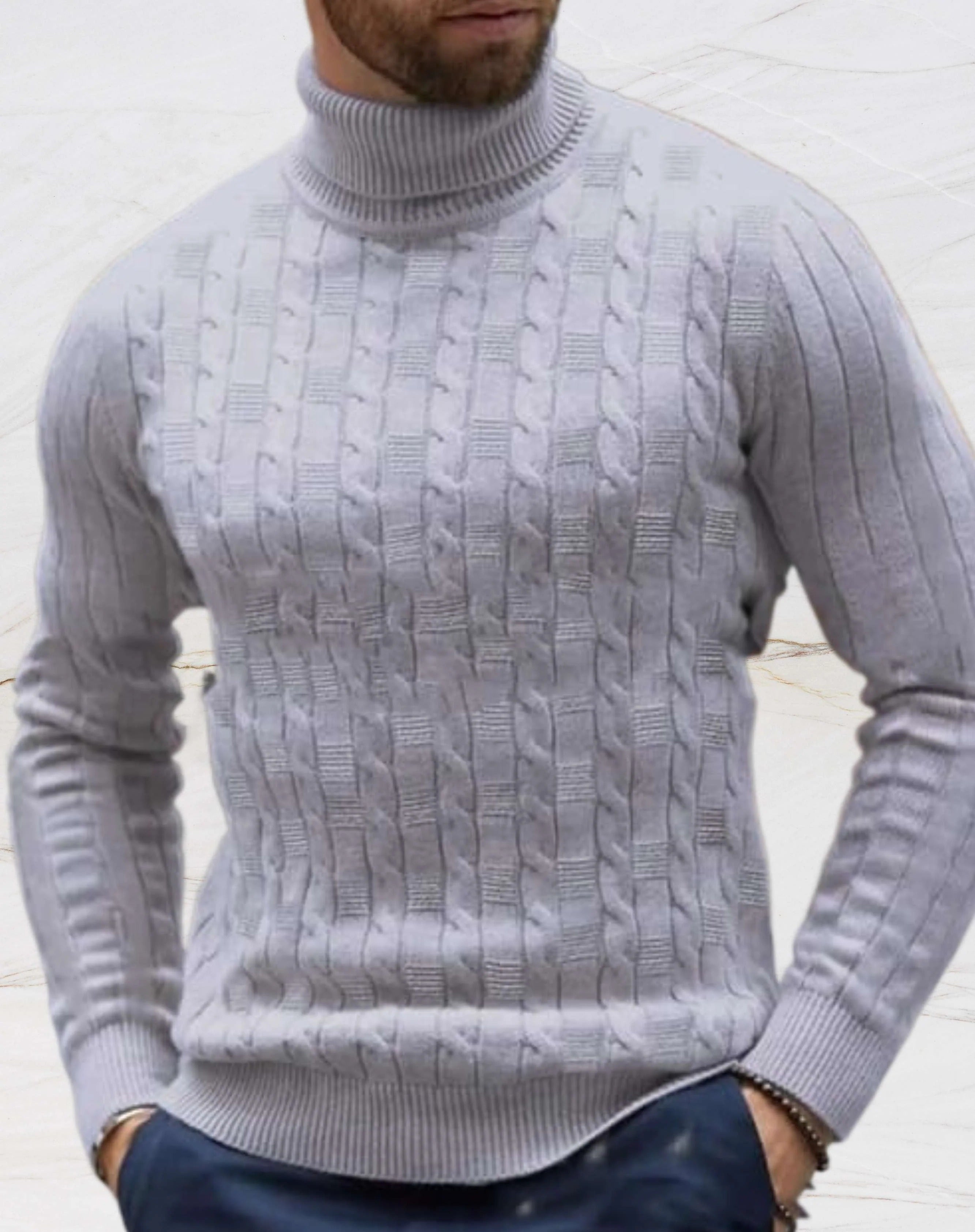 Lars | Stijlvolle Turtleneck Gebreide Trui voor Mannen met Luxe Kabelpatroon 1
