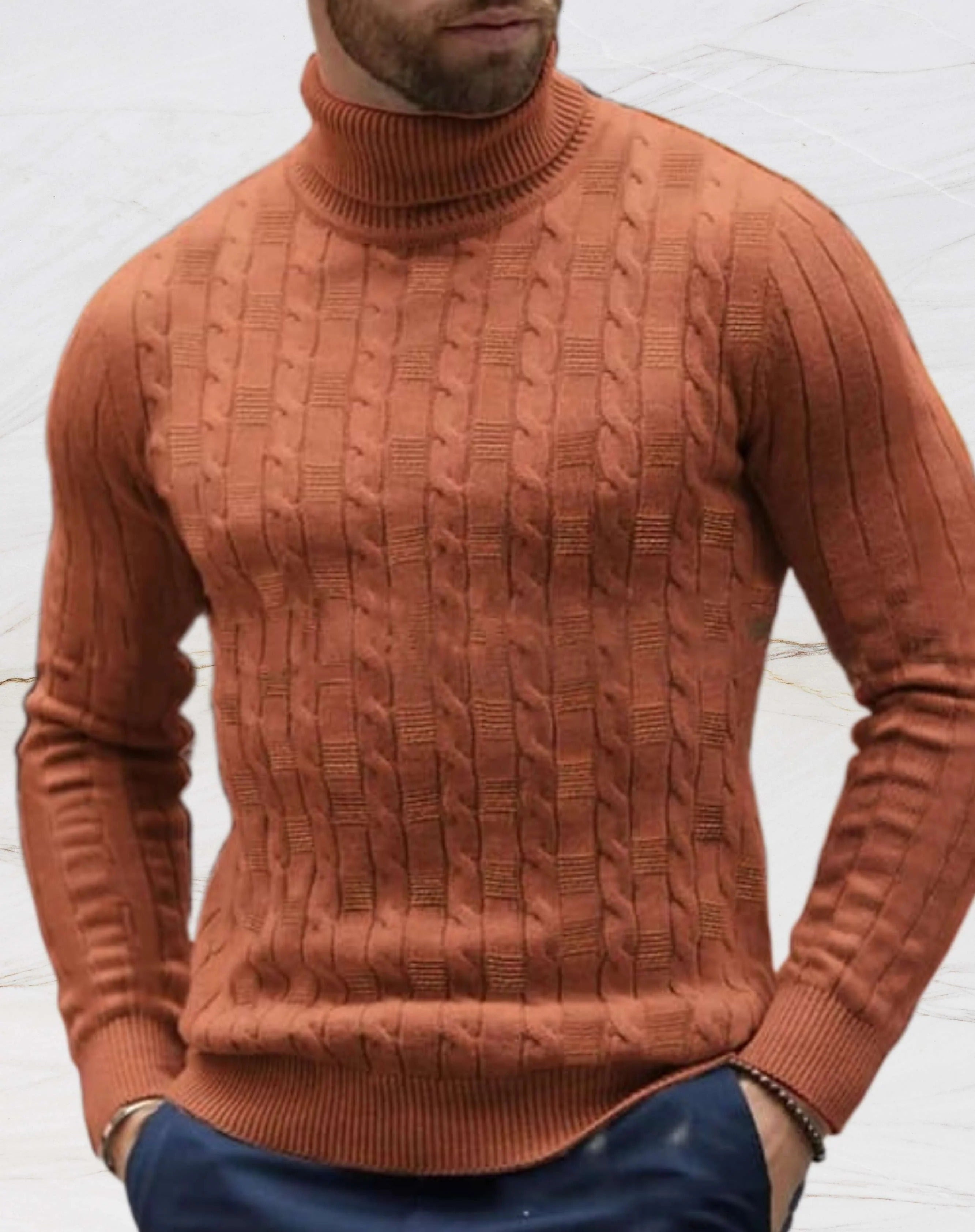 Lars | Stijlvolle Turtleneck Gebreide Trui voor Mannen met Luxe Kabelpatroon 3