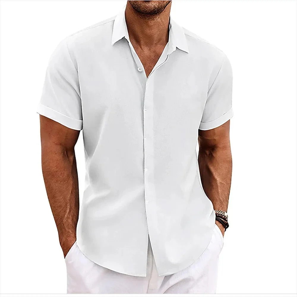 Liam | Stijlvol Heren T Shirt Wit van Katoen en Linnen voor Casual Elegant Gebruik 6