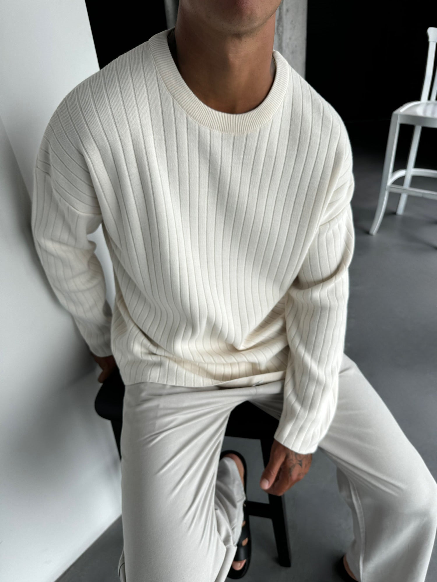 Liam | Trendy Oversized Gebreide Trui Heren met Ribbelpatroon 0