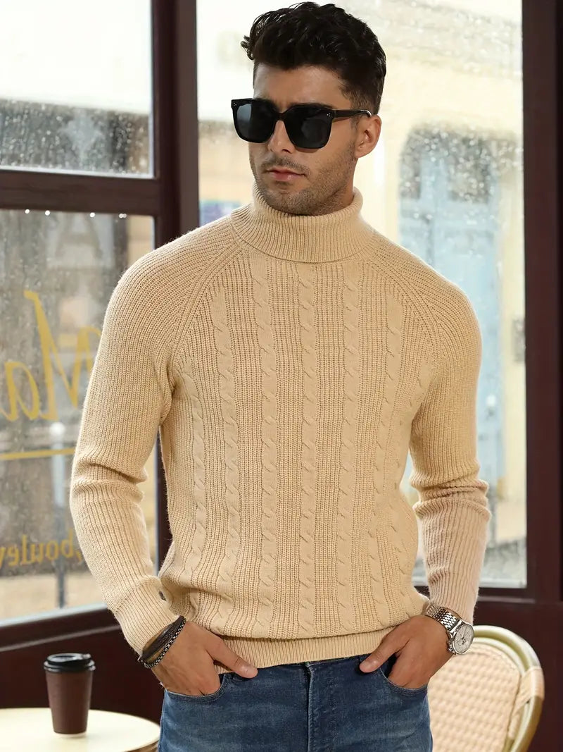 Liam | Trendy Slim Fit Coltrui Heren in Kabelgebreid Design 0