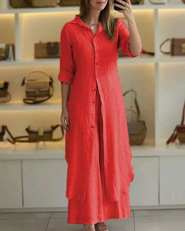 Linnen Tweedelige Set Dames – Stijlvolle Top en Broek, Ademend en Comfortabel, Verkrijgbaar in Diverse Maten en Kleuren 3