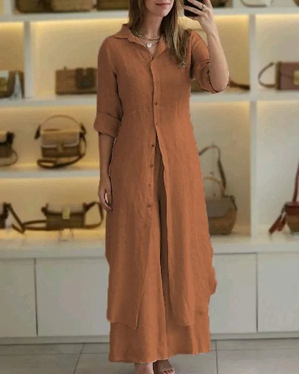 Linnen Tweedelige Set Dames – Stijlvolle Top en Broek, Ademend en Comfortabel, Verkrijgbaar in Diverse Maten en Kleuren 4