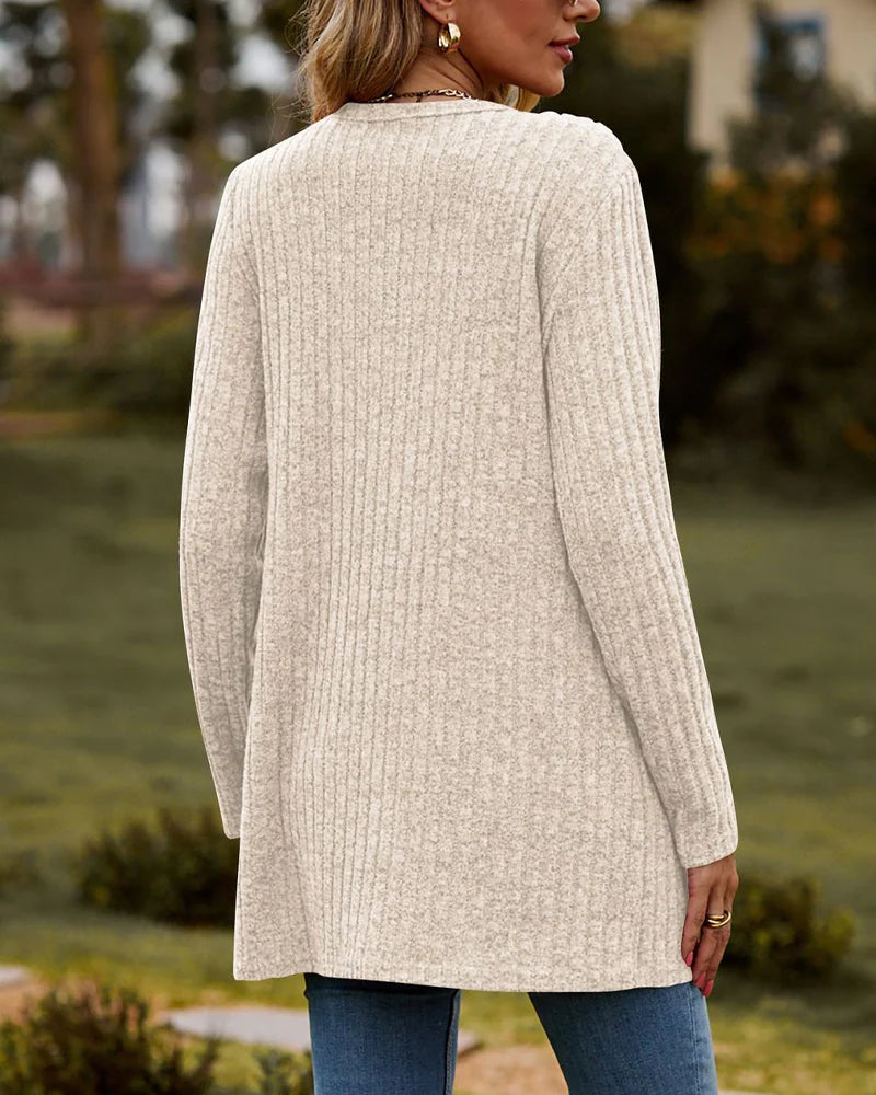 Lotte | Stijlvol Effen Dames Vest met Lange Mouwen en Zakken 7