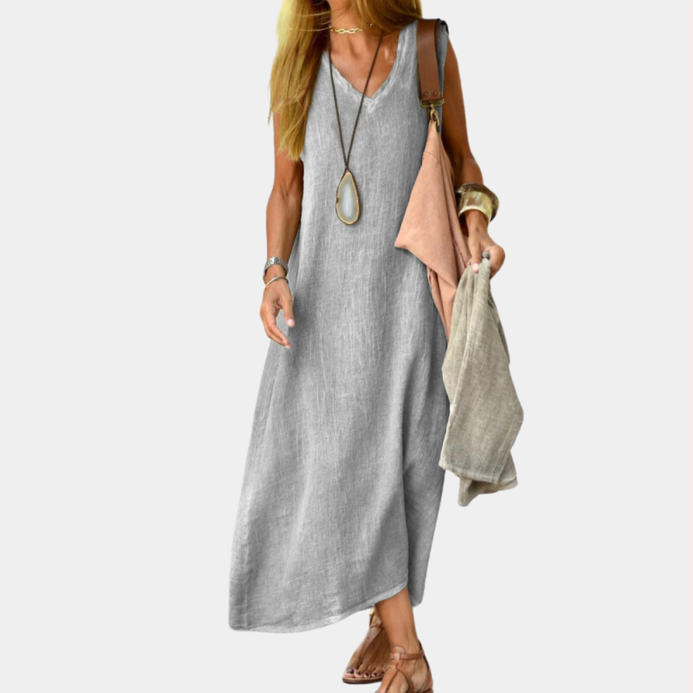 Luchtige Maxi Jurk Dames met Elegante Halslijn en Taille-Accentuering voor Zomer Gelegenheden 3