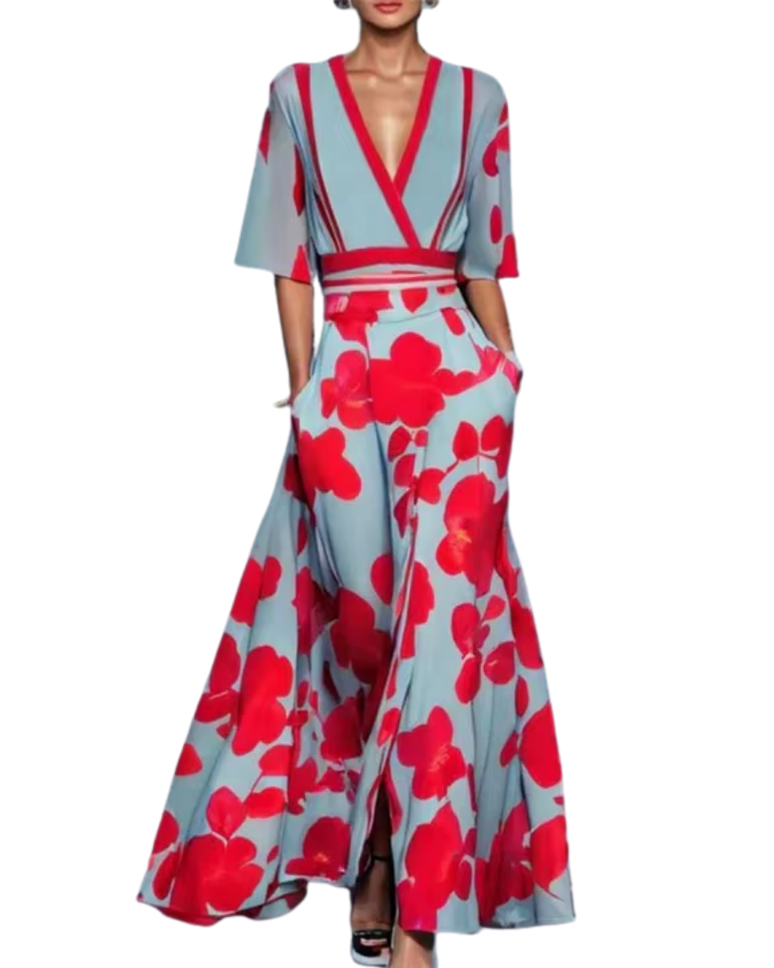 Batchi – Bloemen Jurk – Zomerse Damesjurk – Licht & Vrouwelijk met Tailleband