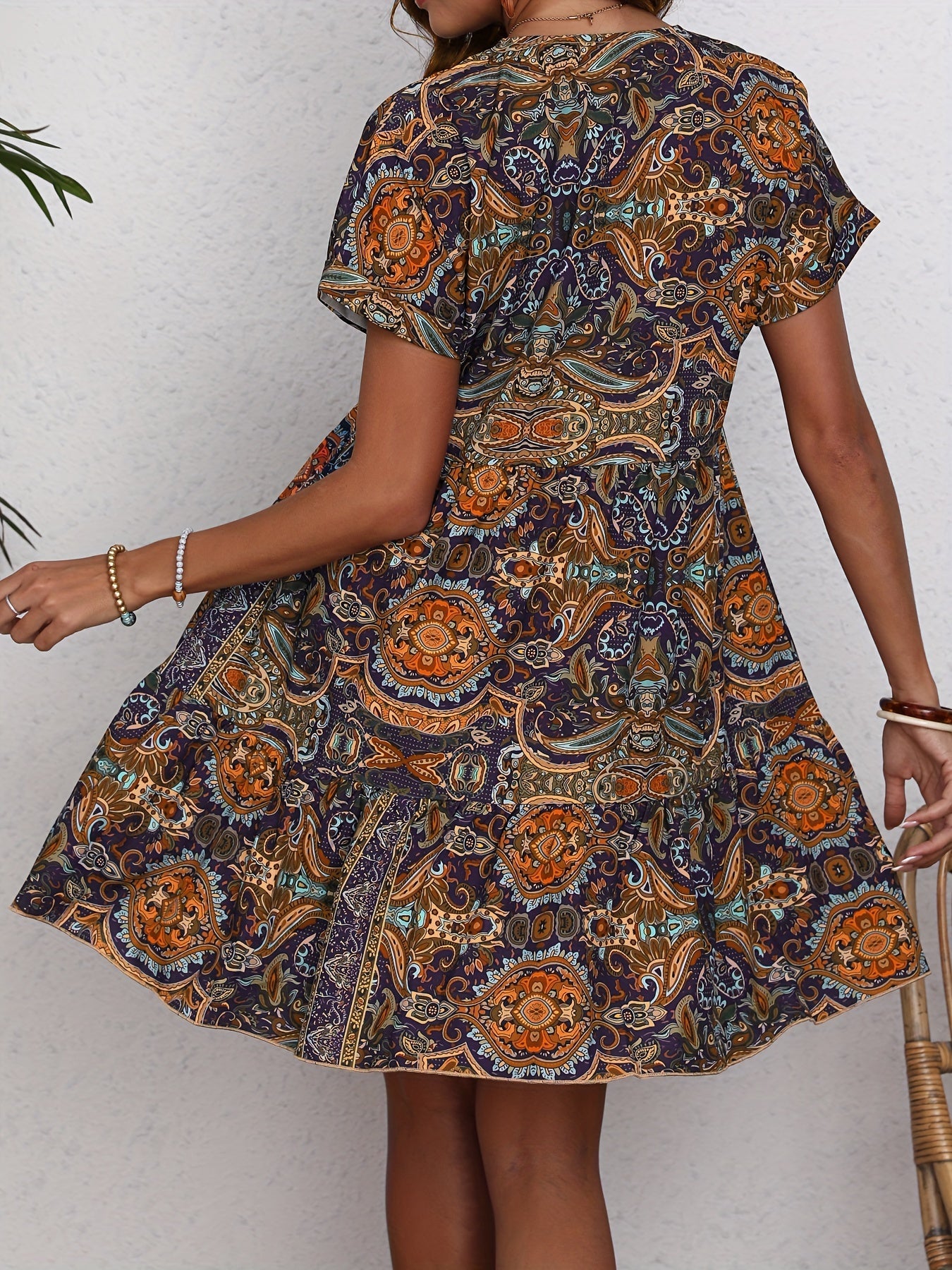 Paisley V-Hals Zomerjurk voor Dames met Losse Pasvorm – Comfortabele Jurkjes voor Lente en Zomer 3