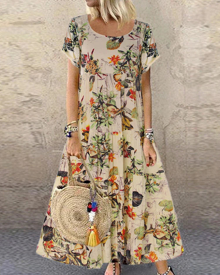 Leselle | Bohemian maxi jurk met bloemenprint en luchtige pasvorm voor dames