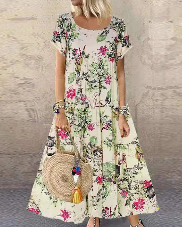Leselle | Bohemian maxi jurk met bloemenprint en luchtige pasvorm voor dames