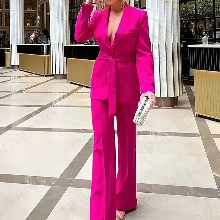 Katja | Tweedelig dames blazer ensemble met vlekafstotende stof en handgemaakte afwerking