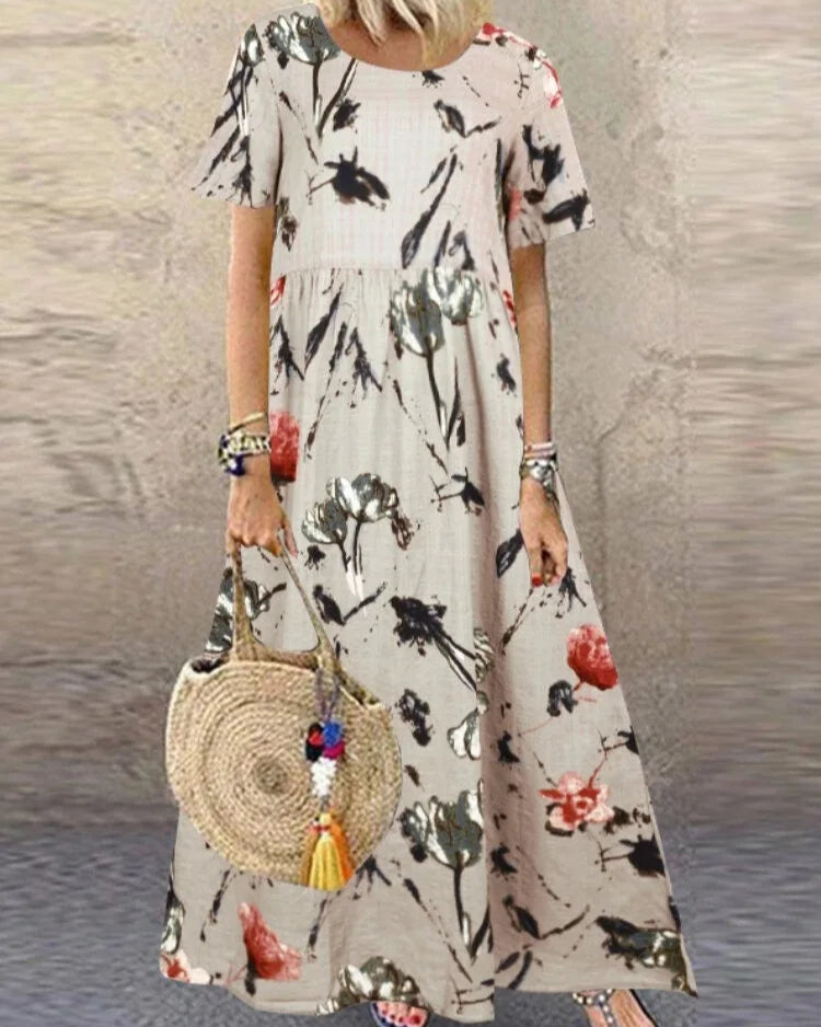 Leselle | Bohemian maxi jurk met bloemenprint en luchtige pasvorm voor dames
