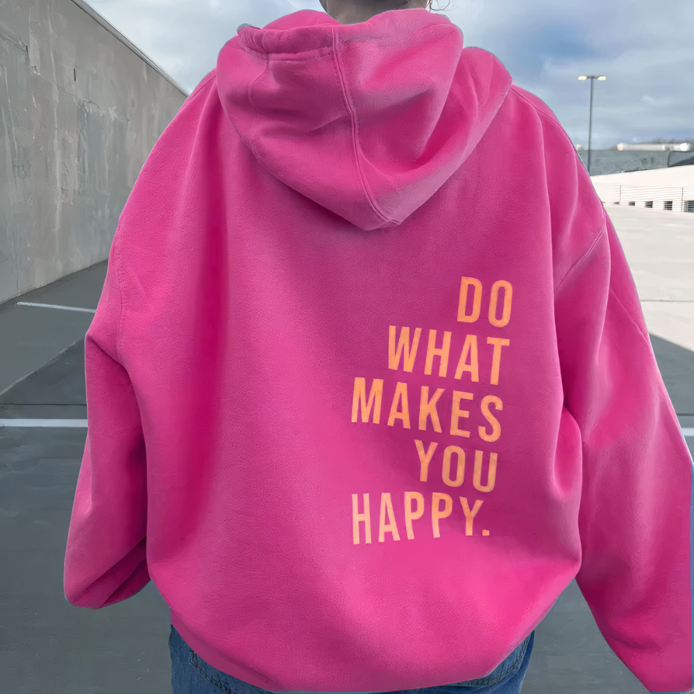 Hoodie met Letterprint | "Faites ce qui vous rend heureux" – Comfortabel & Trendy