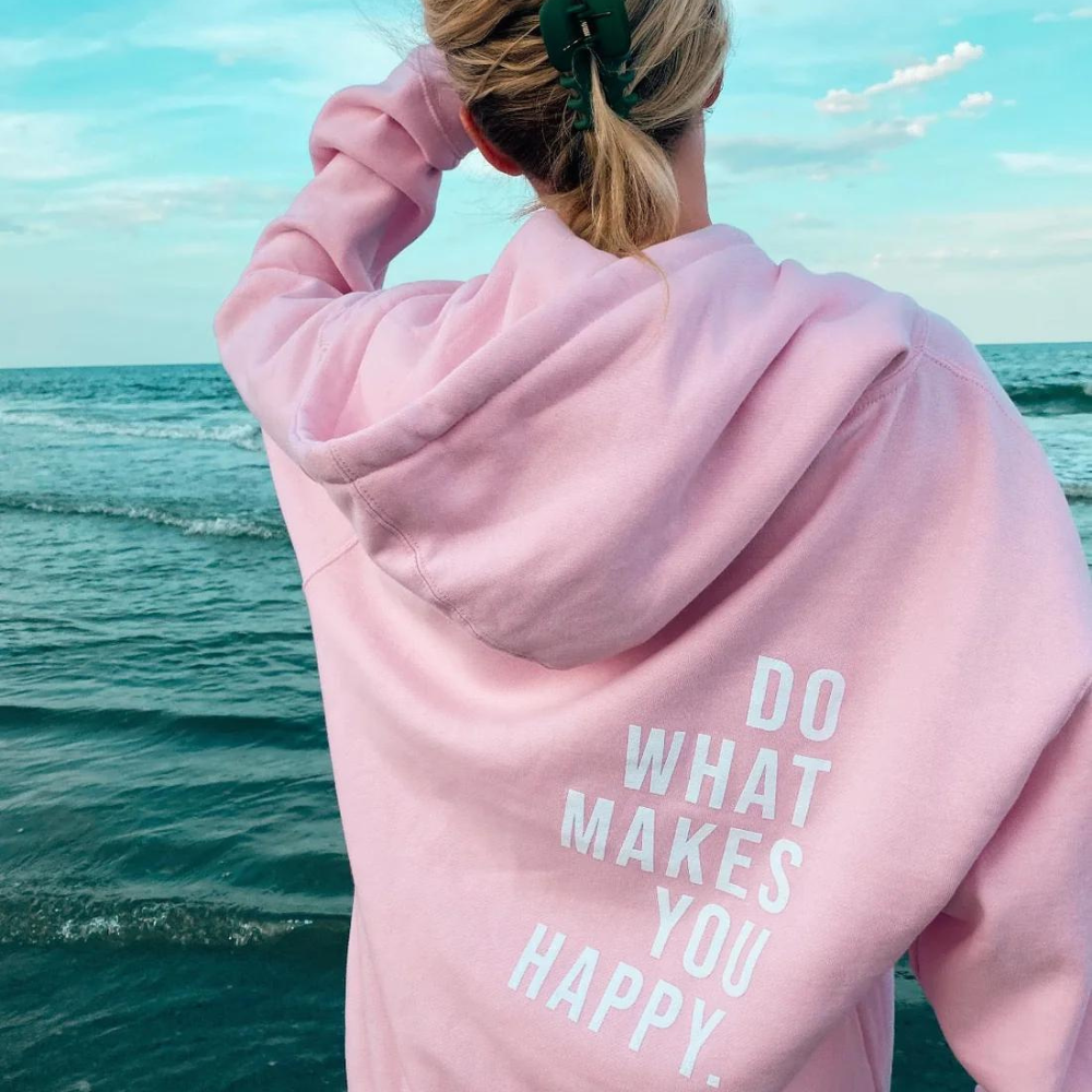 Hoodie met Letterprint | "Faites ce qui vous rend heureux" – Comfortabel & Trendy