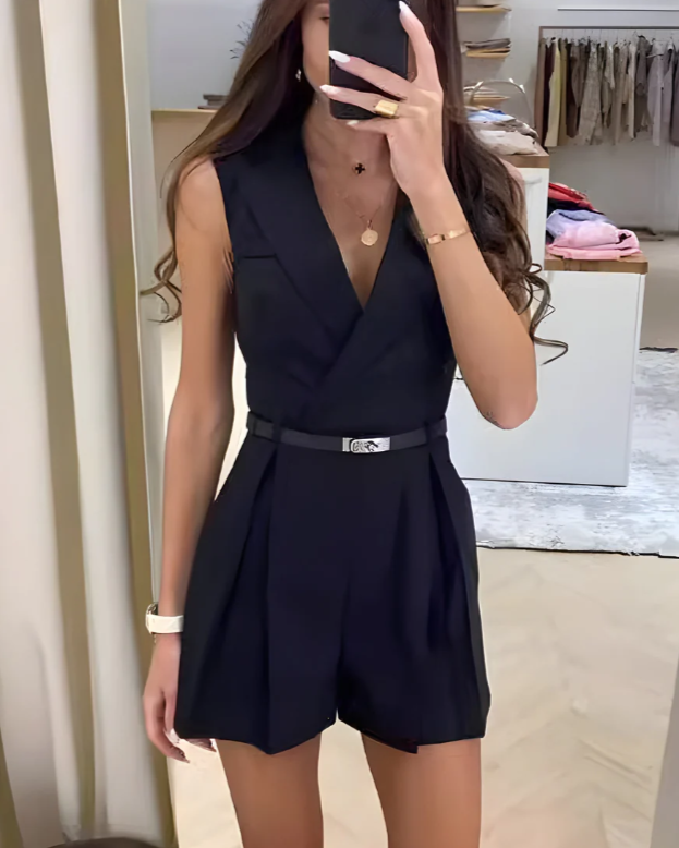 Annika | Mouwloze Blazer & Shorts Set – Slim Fit Zomeroutfit voor Dames
