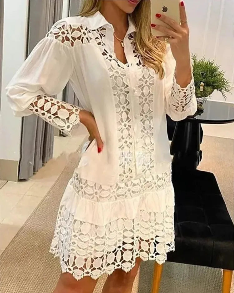 Amora – Kanten Jurk – Lange Mouwen – Romantische Stijl – Dames Zomerjurk