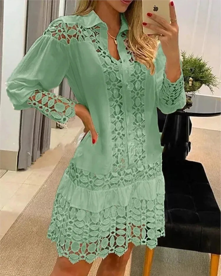 Amora – Kanten Jurk – Lange Mouwen – Romantische Stijl – Dames Zomerjurk