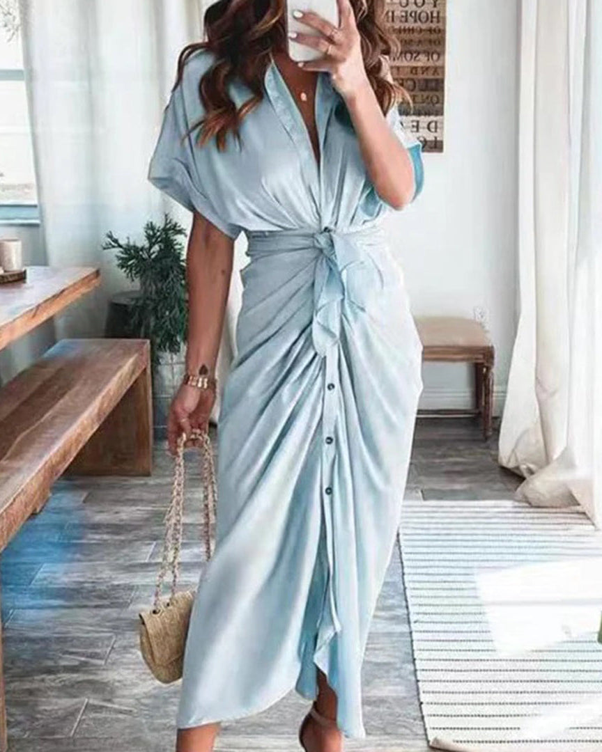 Trendy Vloeiende Dames Jurk – Elegante Zomerjurk met Ademend Materiaal voor Casual en Formele Gelegenheden 0
