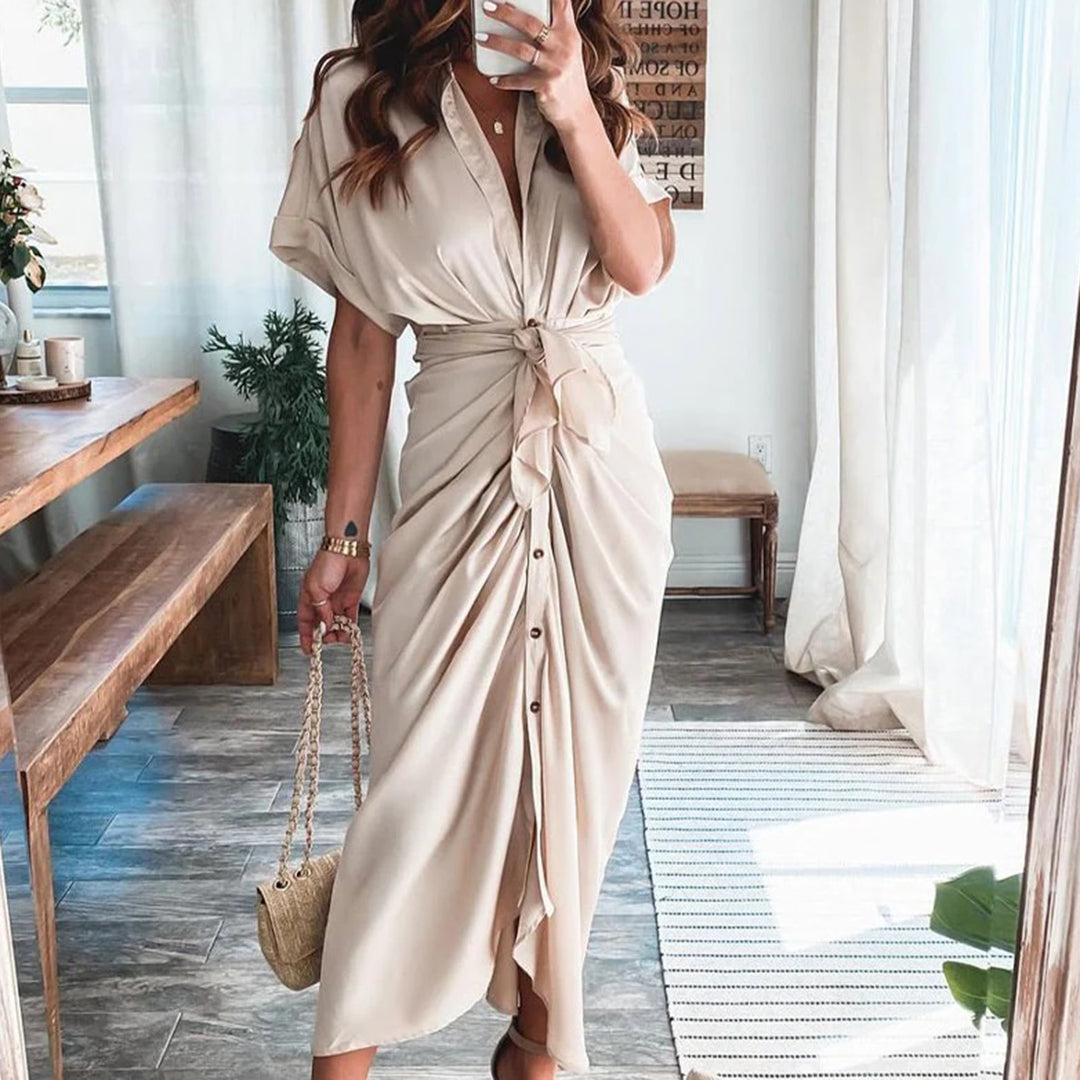 Trendy Vloeiende Dames Jurk – Elegante Zomerjurk met Ademend Materiaal voor Casual en Formele Gelegenheden 3