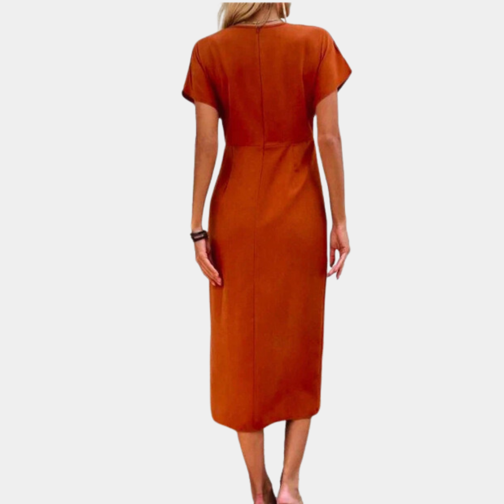 V-Hals Midi-Jurk voor Dames – Elegante Aansluitende Zomerjurk met Lichtgewicht Stof 3