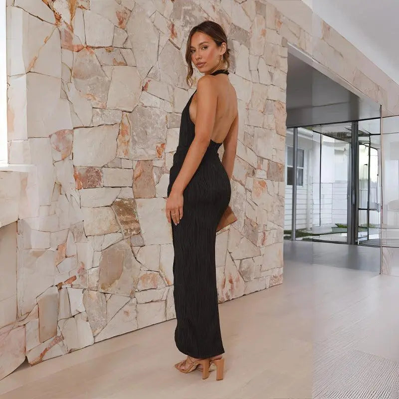 Verfijnde Halter Maxi Jurk Dames – Elegante Lange Jurk voor Speciale Gelegenheden 3